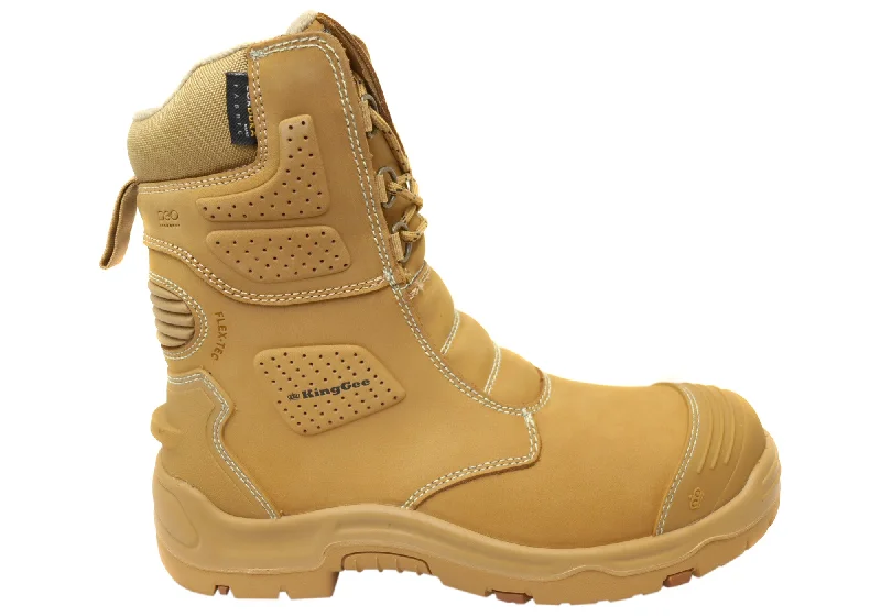 Chunky snow boots for men-KingGee Mens Bennu Pro 9 Comfortable Leather Work Boots Wheat