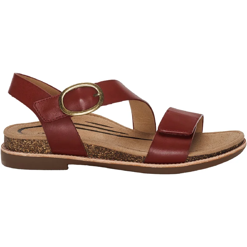 sandals with padded soles for comfort -Women's Aetrex Tamara Red Leather