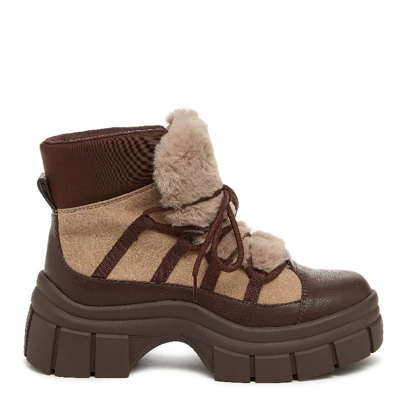 Comfortable boots with memory foam lining for snow-Tiger Brown Platform Bootie