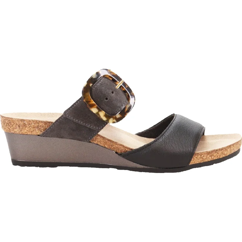 sandals for relaxing summer vacationsWomen's Naot Kingdom Soft Black/Oily Midnight Leather/Suede