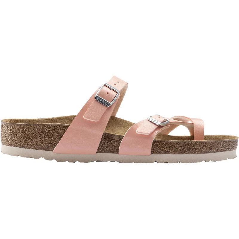 sandals for all-day use during sightseeingWomen's Birkenstock Mayari Graceful Coral Peach Birko-Flor