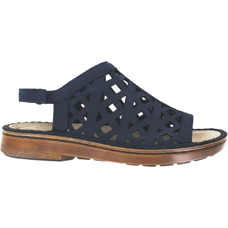 sandals with vibrant colors for beach fun -Women's Naot Amadora Navy Velvet Nubuck