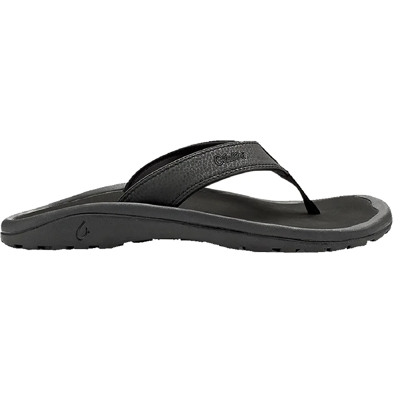 sandals for lounging at the pool in styleMen's OluKai Ohana Black Synthetic Leather