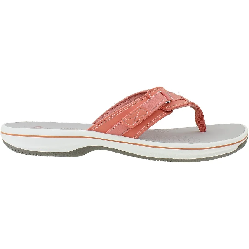 casual sandals with arch support -Women's Clarks Cloudsteppers Breeze Sea Coral Synthetic