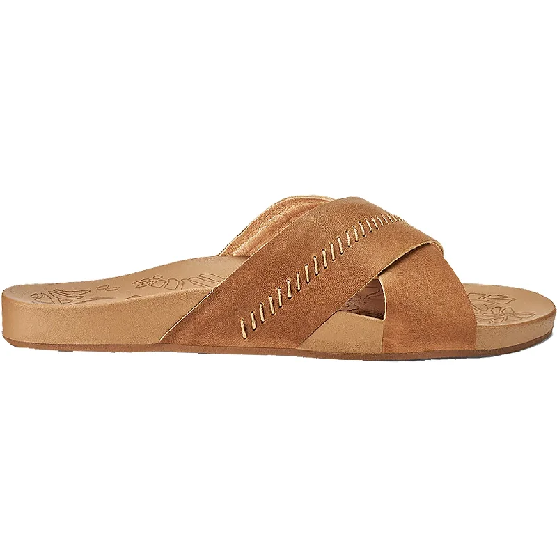 sandals with soft straps -Women's OluKai Kipe'a Olu Sahara Leather