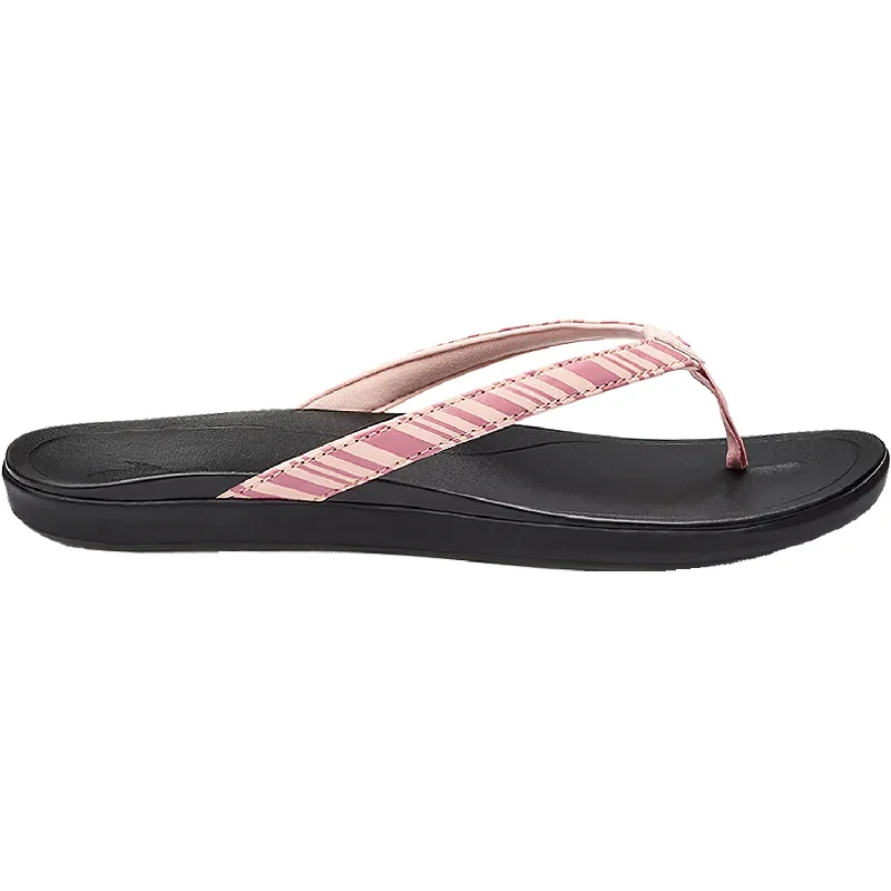 sandals with removable footbed for easy cleaning -Women's OluKai Ho'opio Pink Clay/Stripe Synthetic