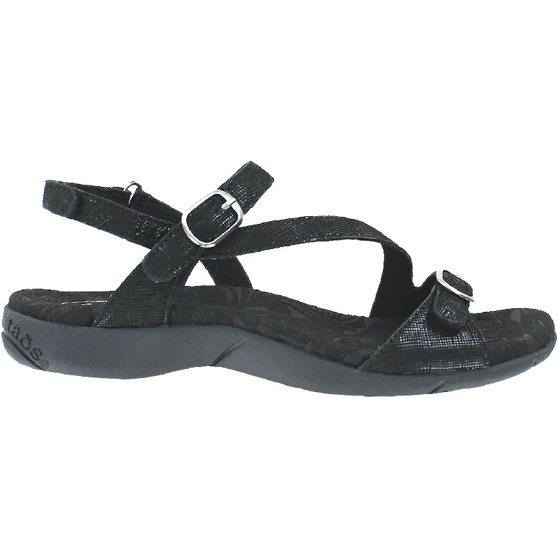 sandals with soft straps for no irritation -Women's Taos Beauty 2 Black Printed Leather