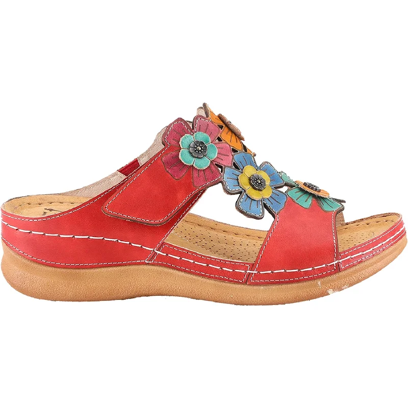 sandals for going to the beach -Women's L'Artiste by Spring Step Izna Red Multi Leather