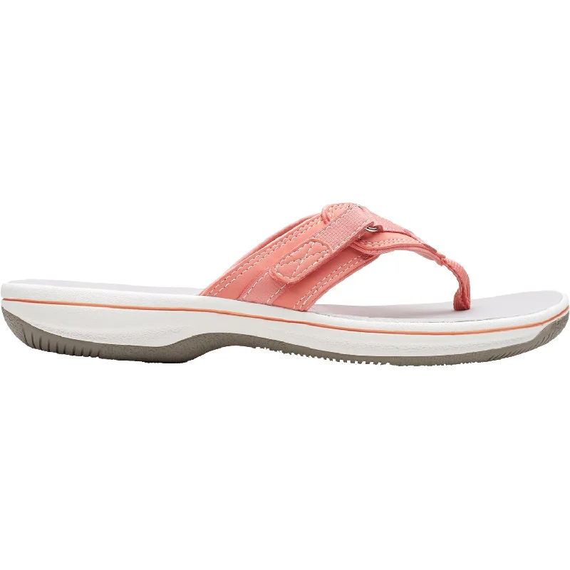 lightweight sandals for beach wear -Women's Clarks Cloudsteppers Breeze Sea Coral Synthetic