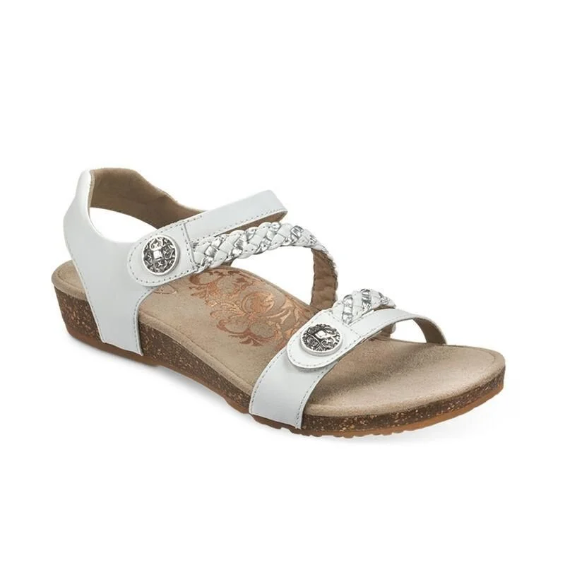 stylish sandals with buckle accents -Jillian Braided Quarter Strap White