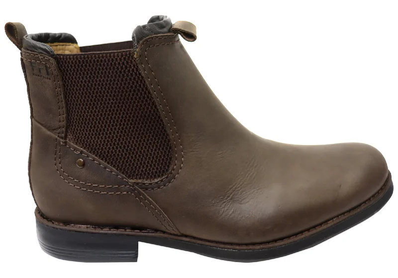 Comfortable winter boots for long walks-Ferricelli Roy Mens Comfortable Leather Chelsea Boots Made In Brazil