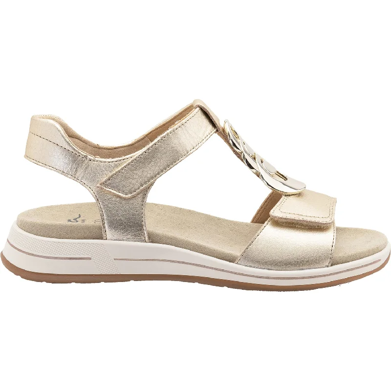 sandals for comfortable walks in tropical heatWomen's Ara Oregon Platinum Metallic Leather