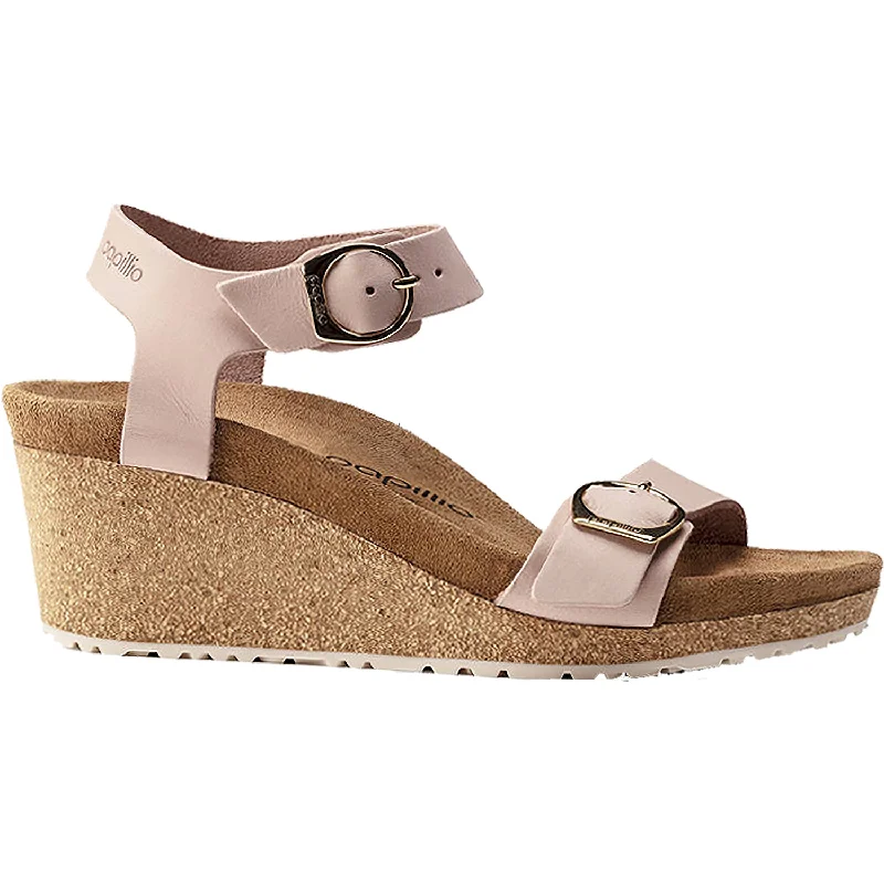 sandals with cushioned straps for comfort -Women's Birkenstock Papillio Soley Soft Pink Nubuck