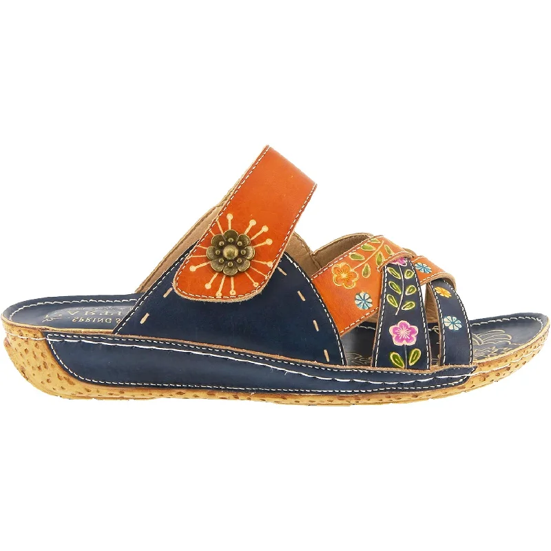 sandals for sightseeing trips to the beachWomen's L'Artiste by Spring Step Leigh Navy Multi Leather