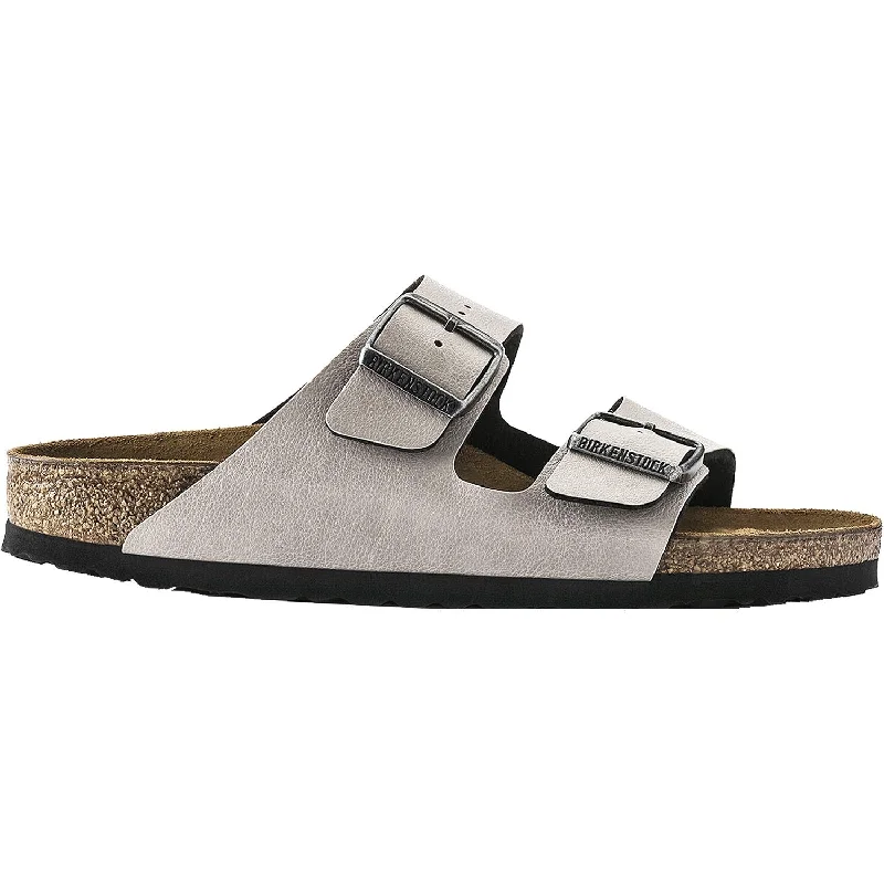 sandals with adjustable straps -Women's Birkenstock Arizona Stone Pull Up Birko-Flor