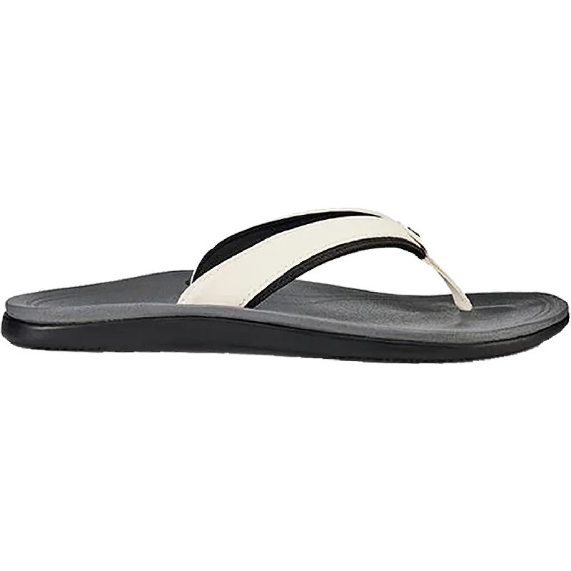 sandals for everyday outdoor use -Women's OluKai Punua White/Charcoal Synthetic