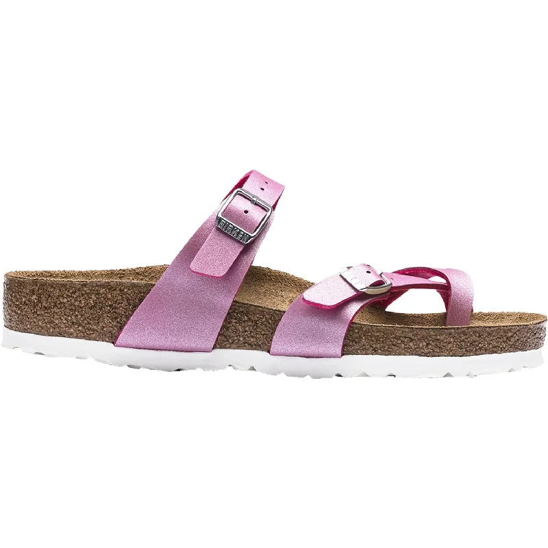 sandals with flexible straps for secure fitWomen's Birkenstock Mayari Icy Metallic Fuchsia Tulip Birko-Flor