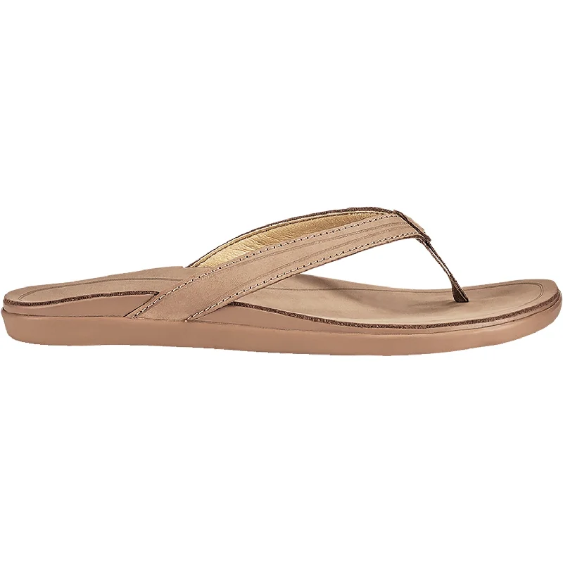 stylish wedges sandals for women -Women's OluKai Aukai Tan Leather