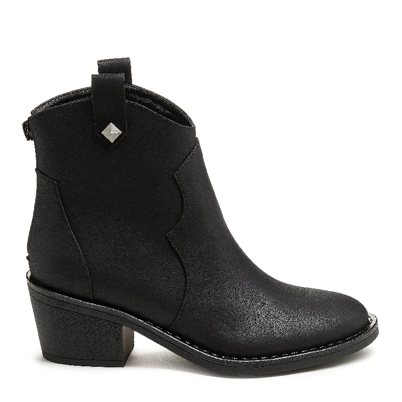 Casual boots for women-Yolanda Black Western Bootie