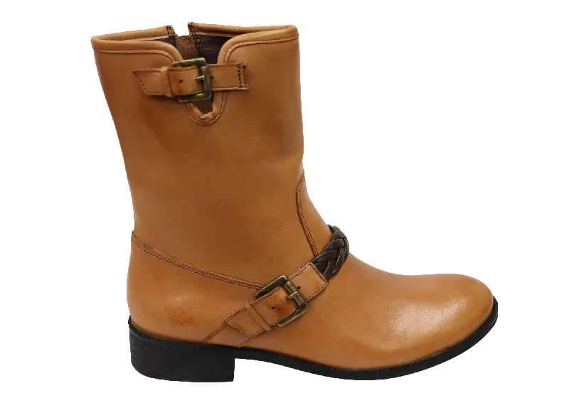 Comfortable leather boots with waterproof lining-Via Paula Betty Womens Comfort Brazilian Leather Mid Calf Boots