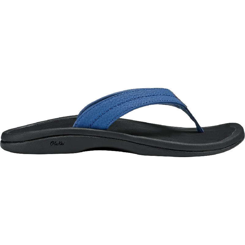 sandals for active city explorationWomen's Olukai Ohana Blue Mist/Black Synthetic