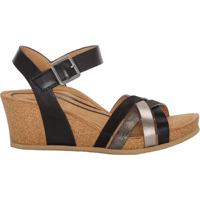 stylish sandals for every occasion -Women's Aetrex Noelle Black Multi Leather