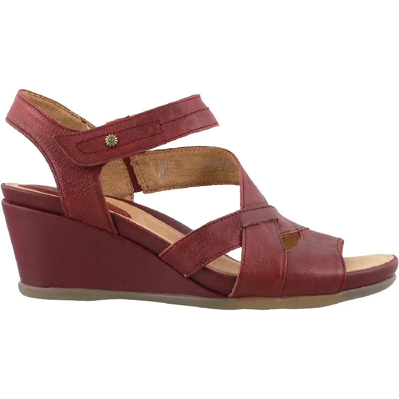 sandals for family beach days -Women's Earth Thistle Garnet Leather