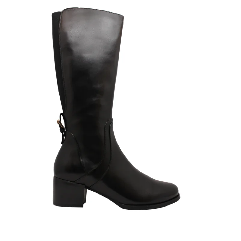 Outdoor leather boots-Regarde Le Ciel Women's Jolene-22 Knee High Boot Black Leather