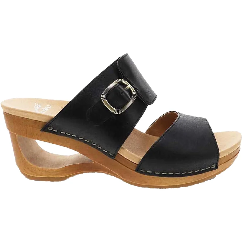 sandals for daily outdoor wear -Women's Dansko Tawny Black Waxy Calf Leather