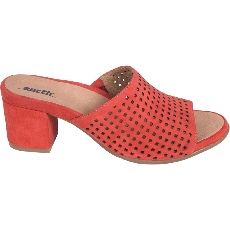 sandals for street style fashion -Women's Earth Ibiza Bright Coral Suede