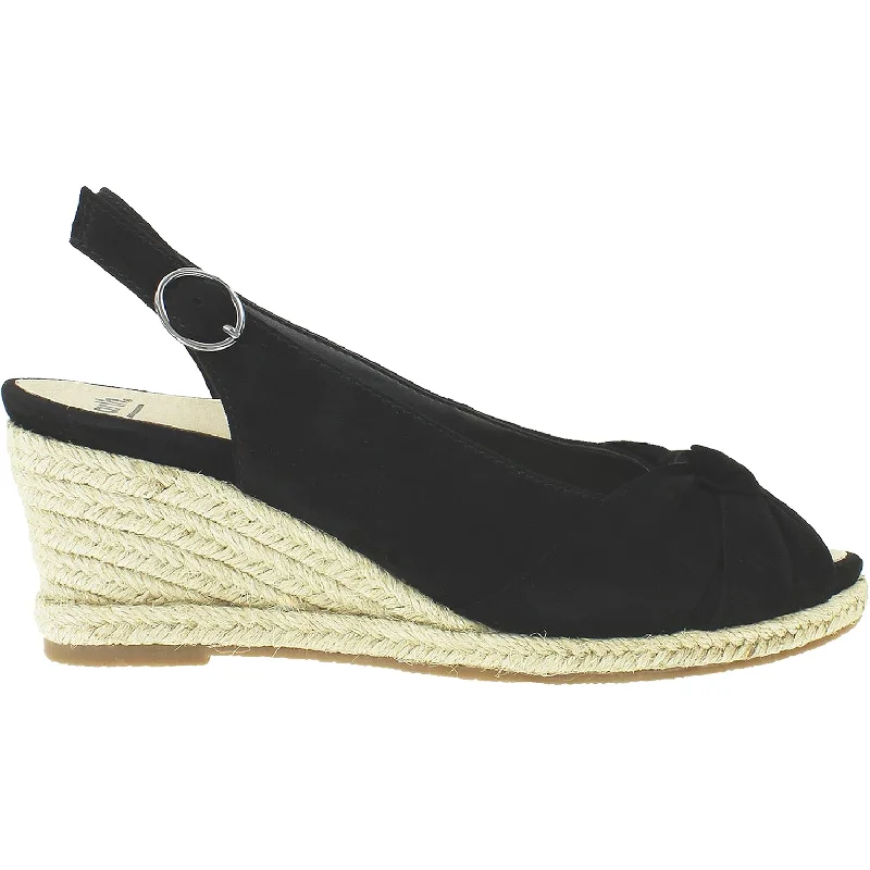 comfortable sandals with flexible sole -Women's Earth Bermuda Black Silky Suede