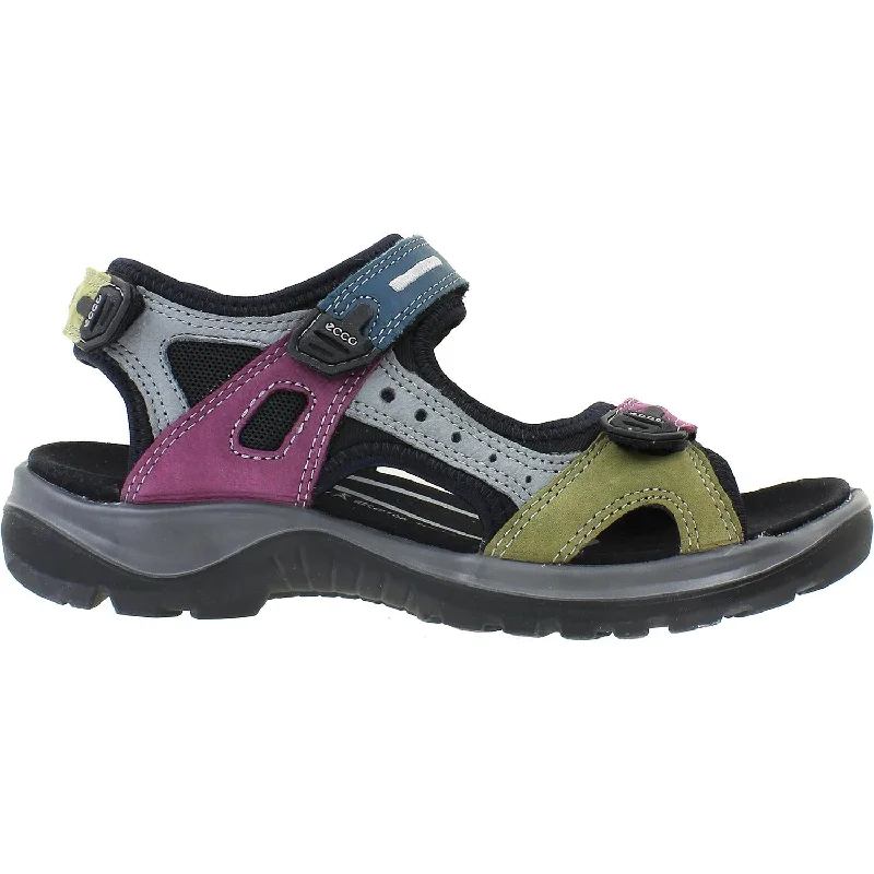 sandals for long beach walks -Women's Ecco Yucatan Petrol/Aubergine/Fir Green Nubuck/Leather