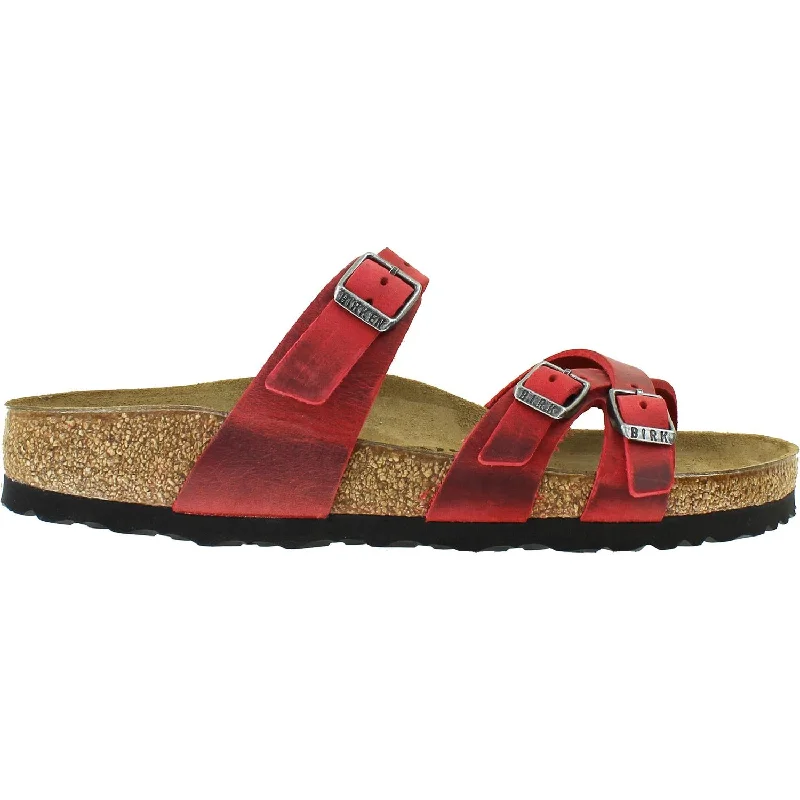 sandals for walking comfortably through the sandWomen's Birkenstock Franca Fire Red Oiled Leather