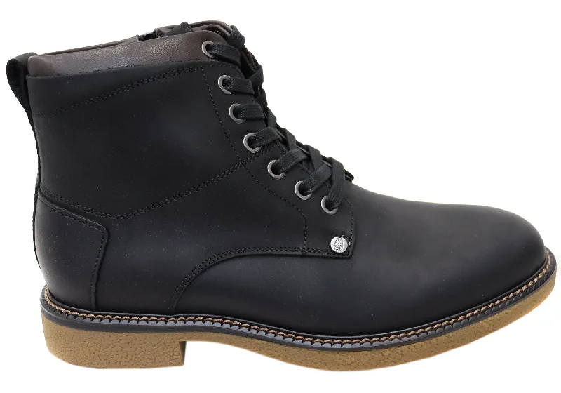 Fashionable boots with laces-Hush Puppies Montreal Mens Wide Width Leather Lace Up Boots