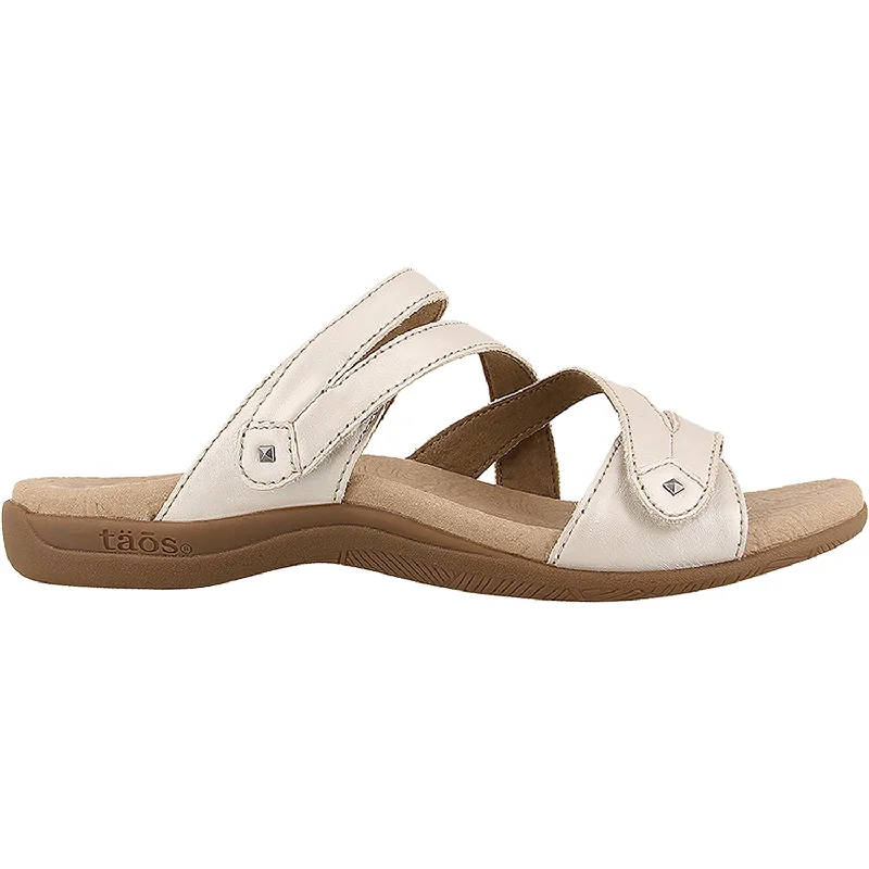 sandals for rough terrain -Women's Taos Double U White Pearl Leather