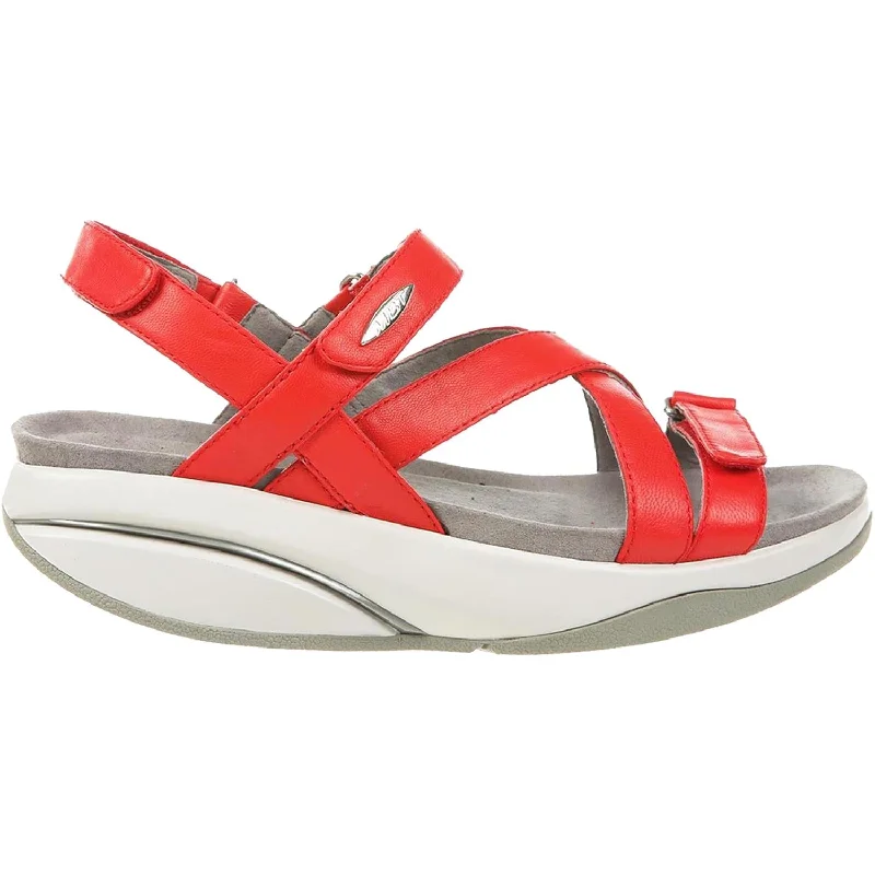 sandals for city and beach vacation in styleWomen's MBT Kiburi Red Leather