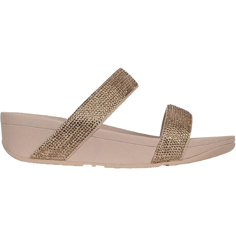 best sandals for hot weather -Women's Fit Flop Lottie Shimmercrystal Slide Gold Fabric