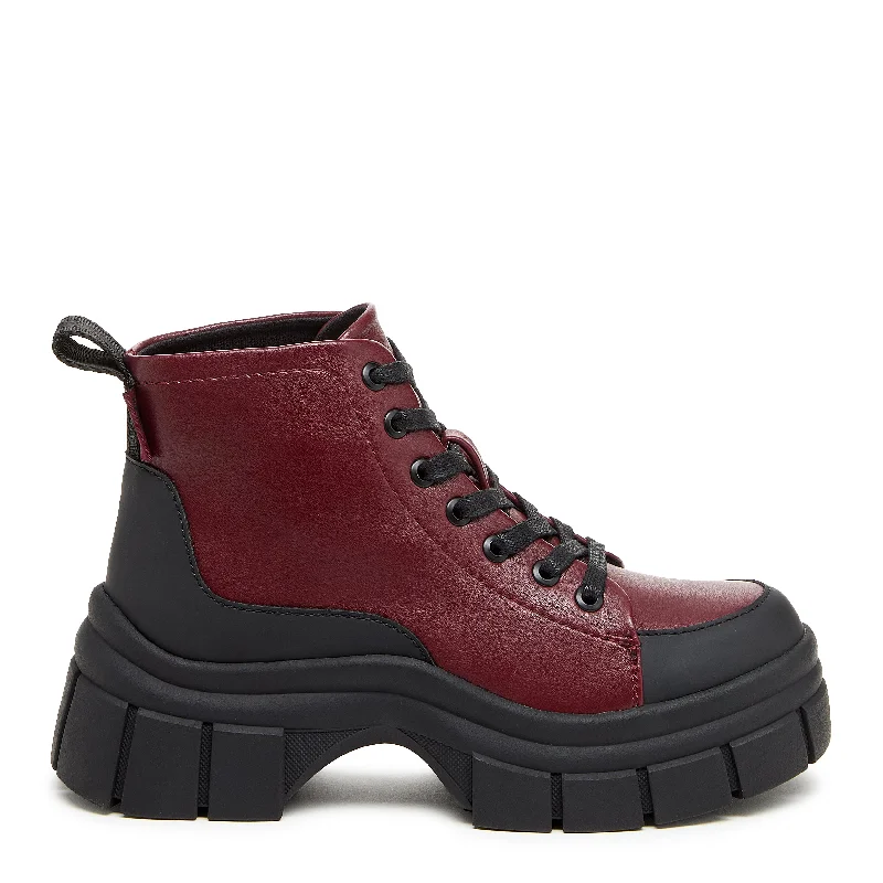 Stylish boots for snow with faux lining for warmth-Trusty Burgundy Platform Bootie