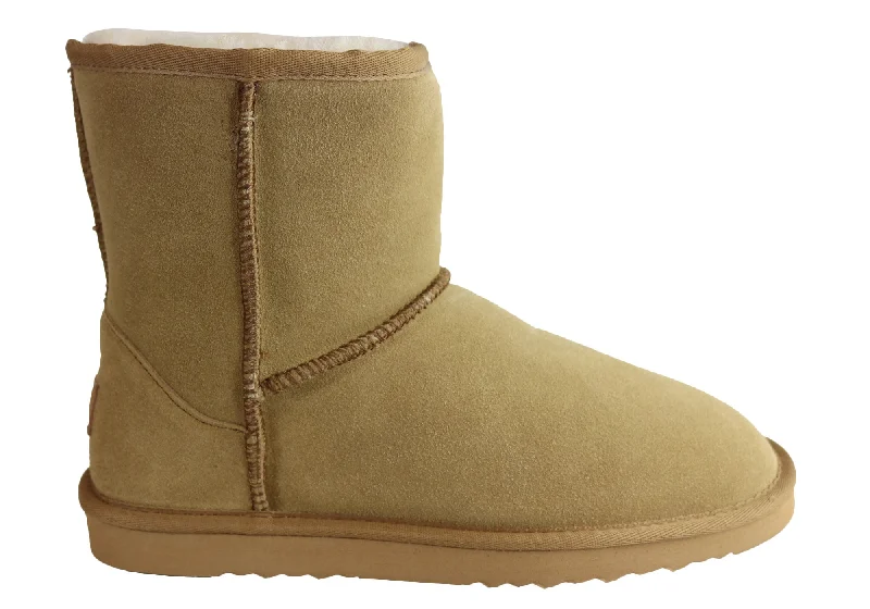 Classic snow boots for work in winter-Grosby Jackaroo Ugg Mens Warm Comfortable Boots With Sheepskin Lining