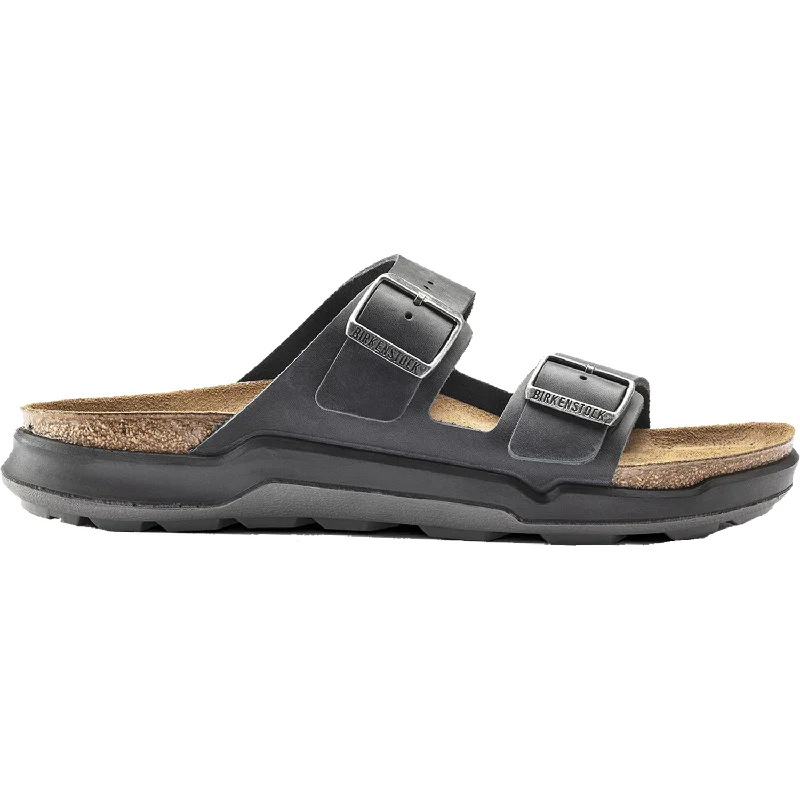 best sandals for city walking -Men's Birkenstock Arizona Rugged Black Oiled Leather