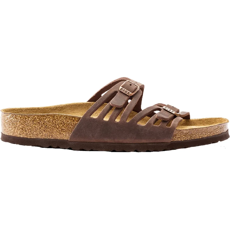 sandals for family beach days -Women's Birkenstock Granada Soft Footbed Habana Oiled Leather