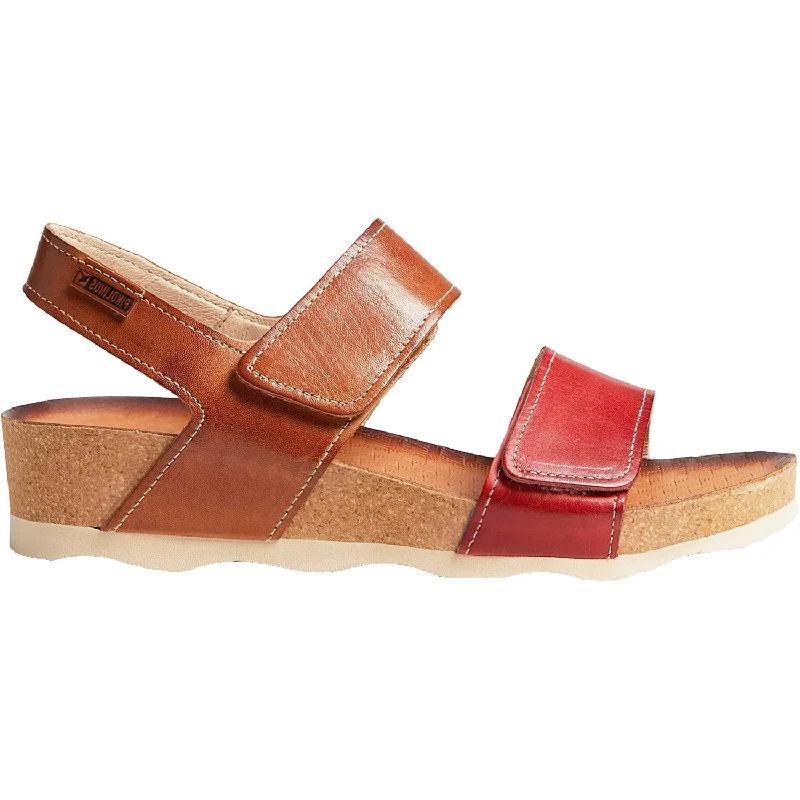 sandals for all-day city walking comfort -Women's Pikolinos Mahon W9E-0833C1 Coral Leather