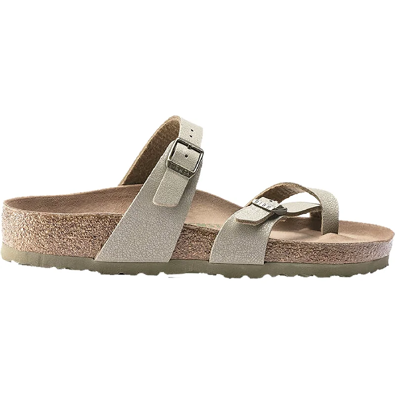 sandals for walking comfortably in warm weatherWomen's Birkenstock Mayari Vegan Faded Khaki Birkibuc