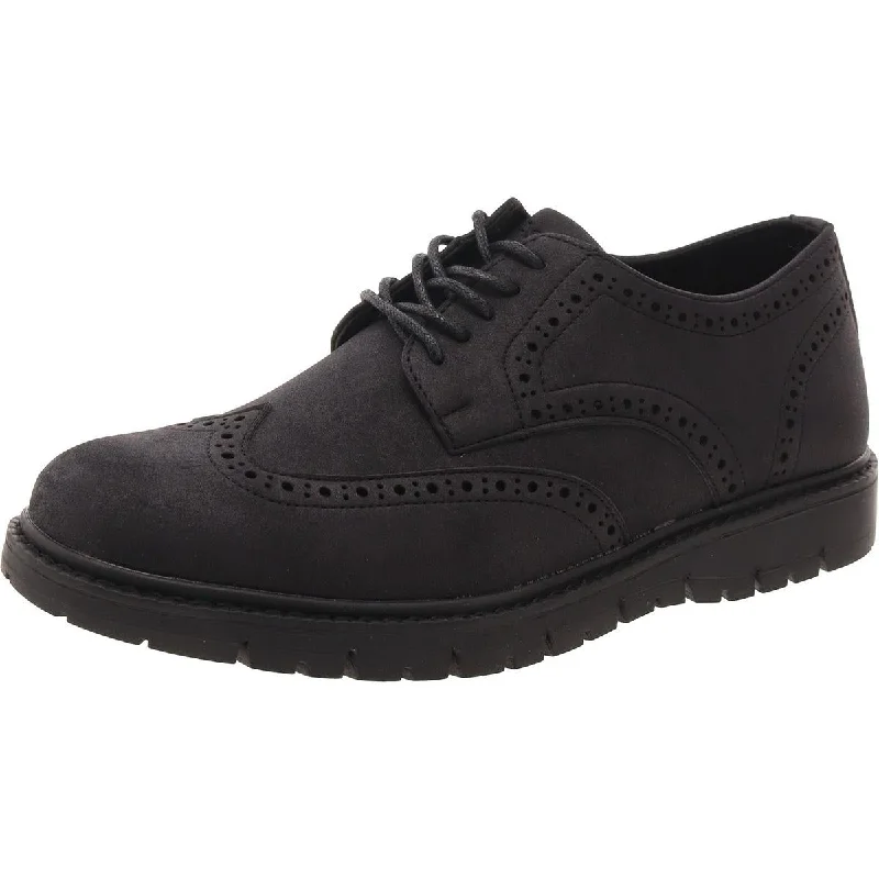 Manti Mens Faux Leather Wing Tip Oxfords