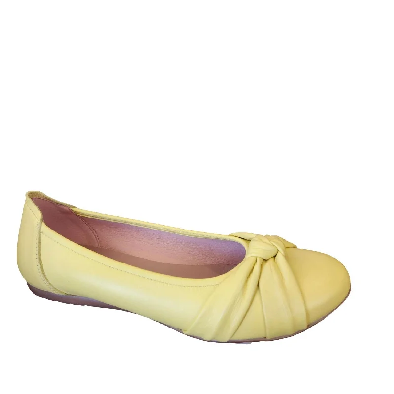 London Knotted Flats In Lemon