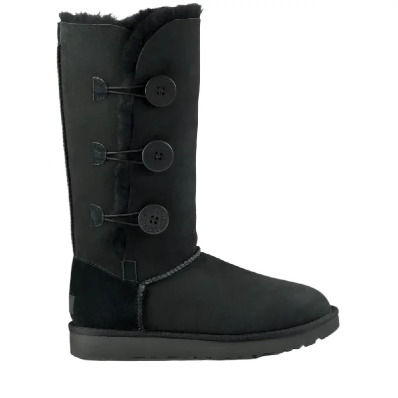 Stylish ankle boots with low wedge-Ugg Women's Bailey Button Triplet II Suede Boot Black