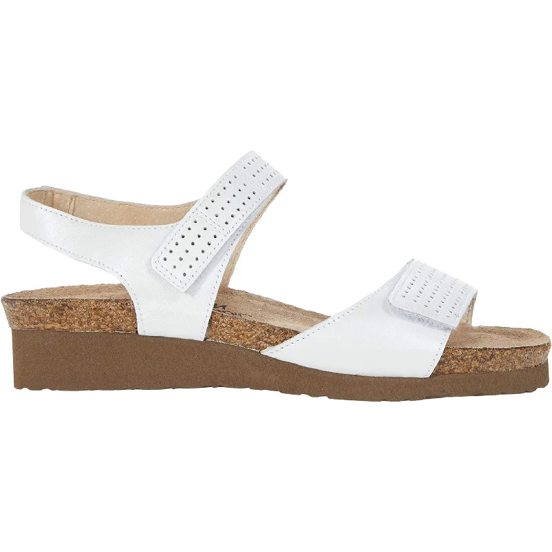 sandals for traveling in comfort and styleWomen's Naot Vivian White Pearl/Glass Silver Leather