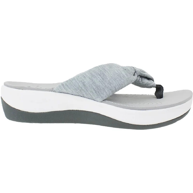 sandals for wide feet -Women's Clarks Cloudsteppers Arla Glison Grey Heather Fabric