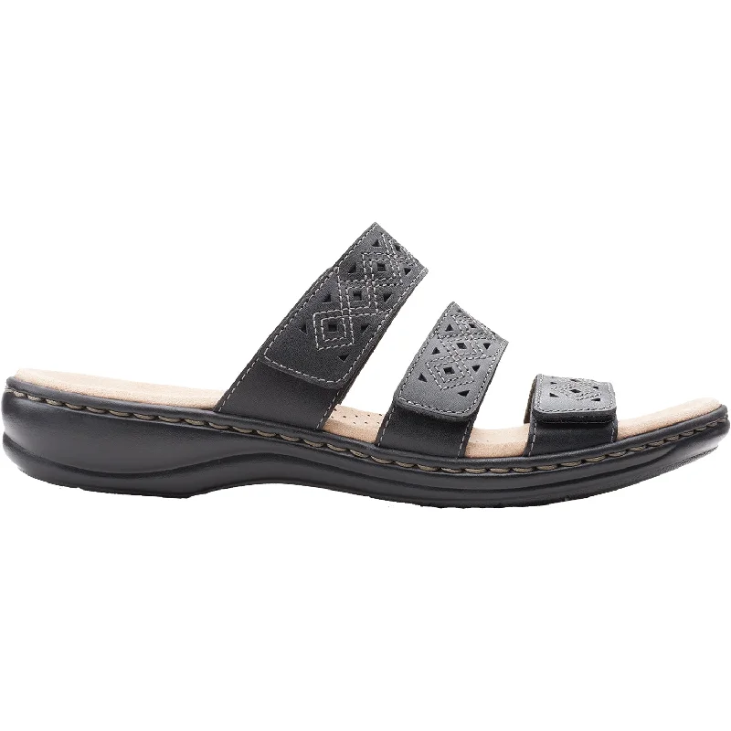 sandals for walking around the beach in comfortWomen's Clarks Leisa Spice Black Leather