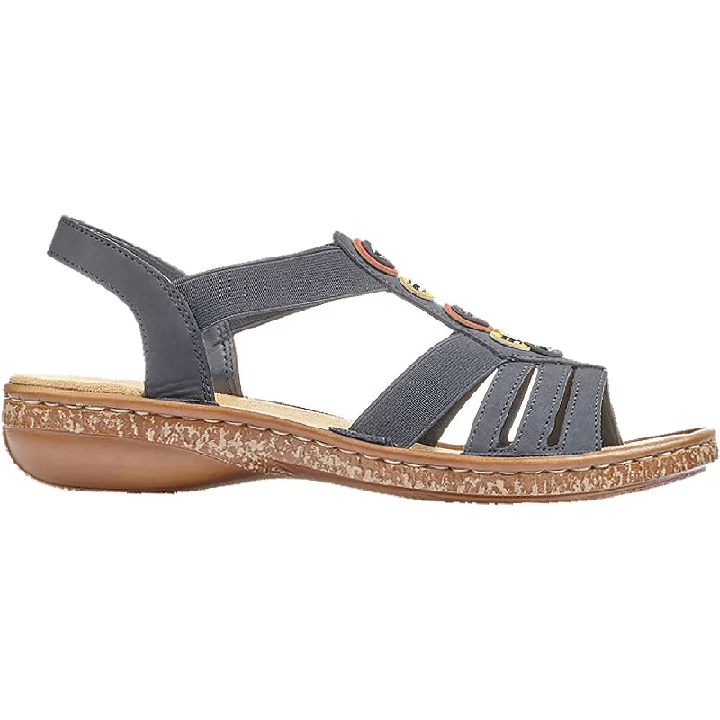 best sandals for walking long distances -Women's Rieker 628L1-14 Regina L1 Pazific/Gelb/Red Synthetic